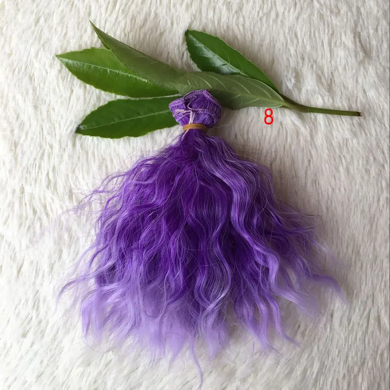 1 шт., шерстяные волосы для наращивания, утки 25*100 см, желтый, белый, красный цвет, вьющиеся кукольные волосы для BJD/SD, DIY парики - Цвет: Purple Color