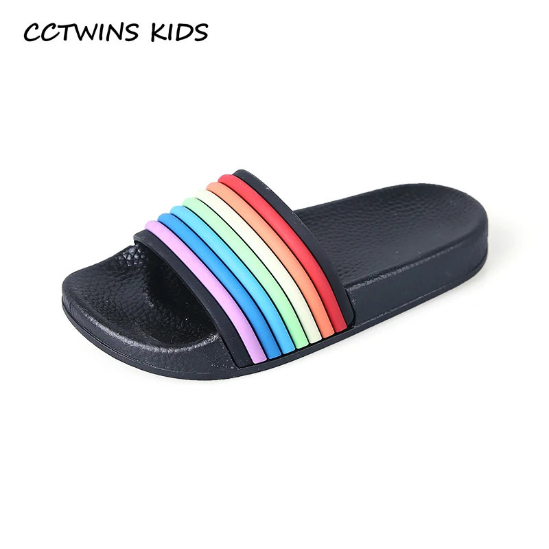 

CCTWINS Kids Shoes 2019 Summer Fashion Girls Princess Party Rainbow Sandals Boys Casual Children Non-Slip Slippers Toddler SD006