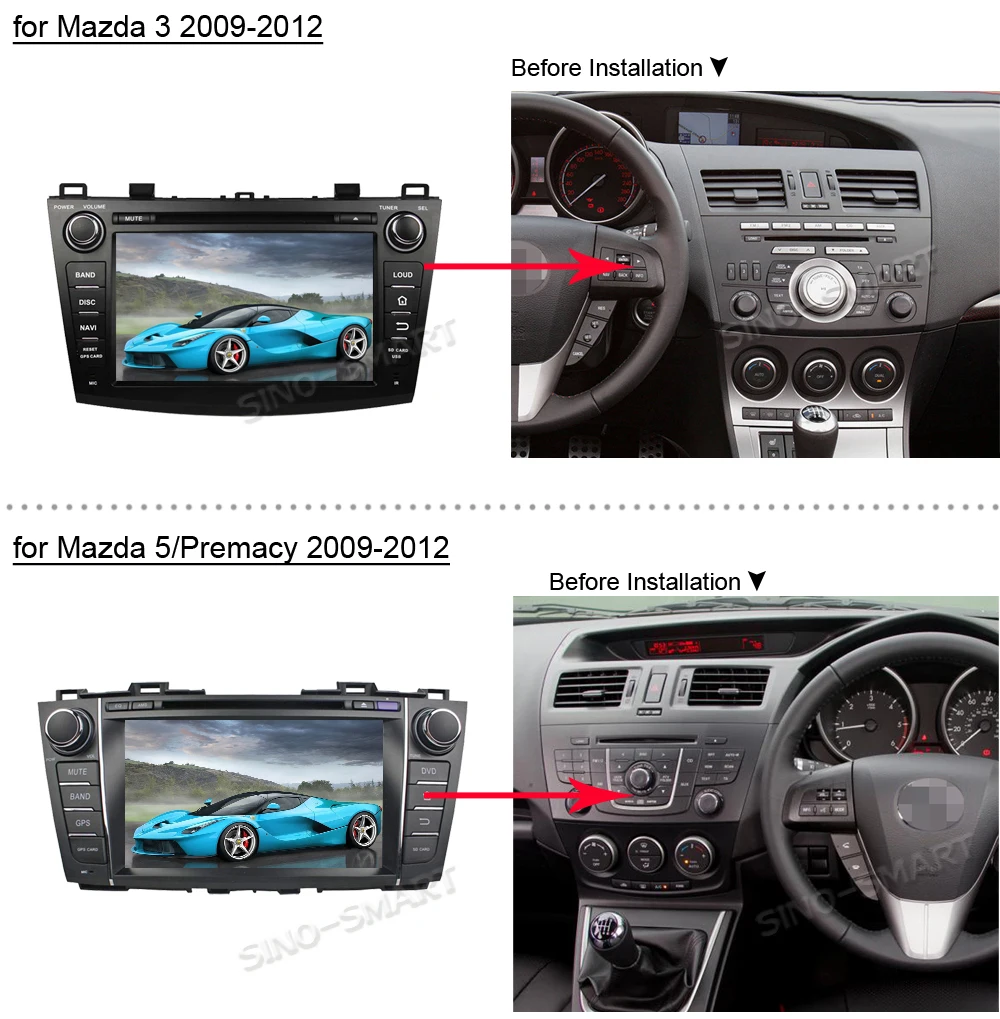 Flash Deal SINOSMART Android 9.0 4G RAM 8 core CPU Car DVD GPS Navi Player for Mazda 3/Mazda 5/Premacy 2009-2012 No Canbus 5