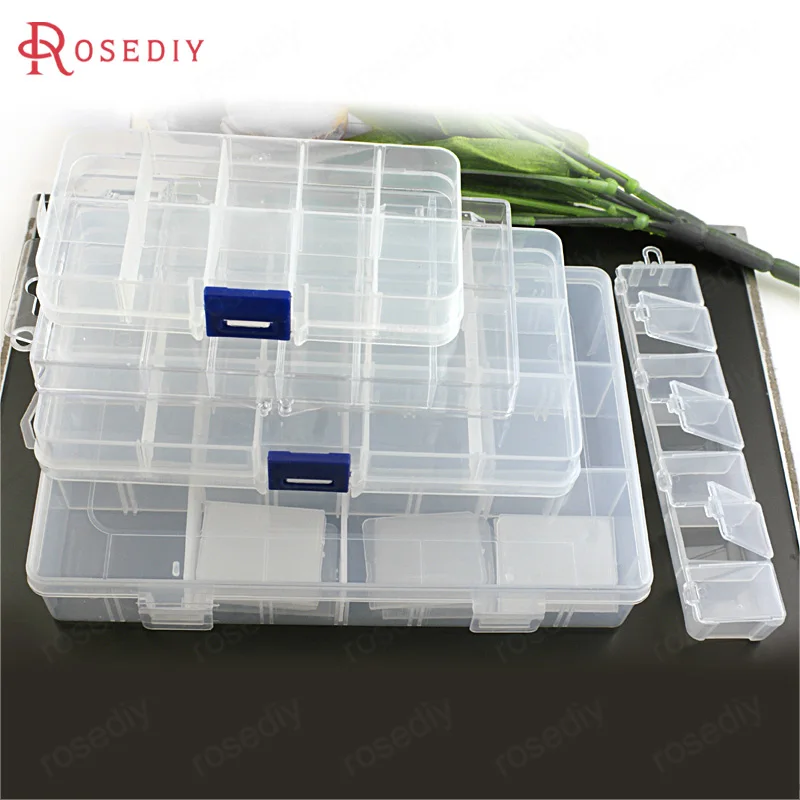 (8462)White Acrylic Plastic Rectangle Loaded Beads Box Beads Container Diy Jewelry Findings Accessories