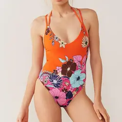 NAIDEY one-piece костюм купальный костюм женский 2019 новый цветочный Печатный купальный костюм пикантное пляжное с открытой спиной купальные