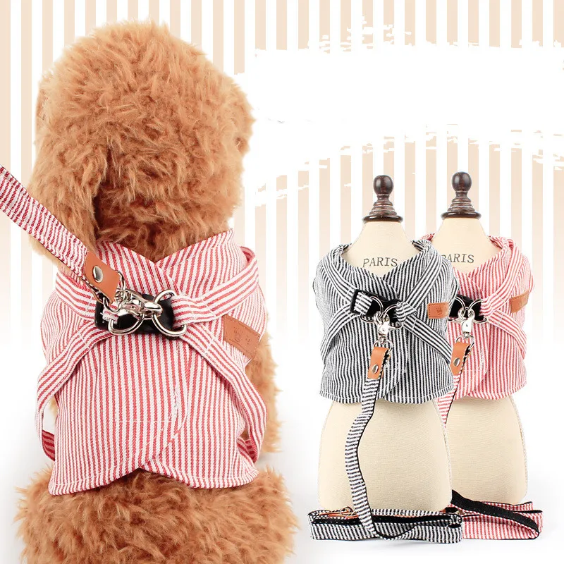 

Pet Dog Harness Jean Cat Clothes Vest with Leash