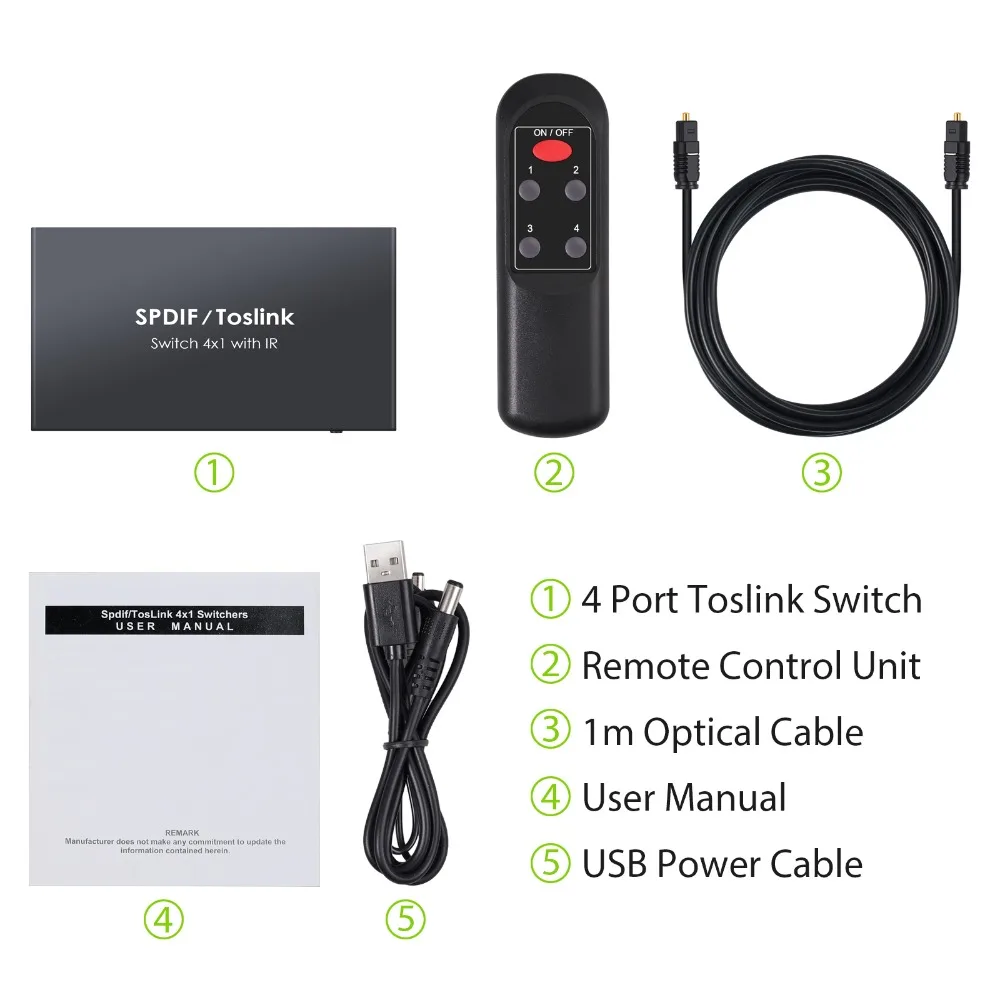 Цифровой оптический аудио коммутатор 4x1 SPDIF Toslink переключатель коробка с ИК пульт