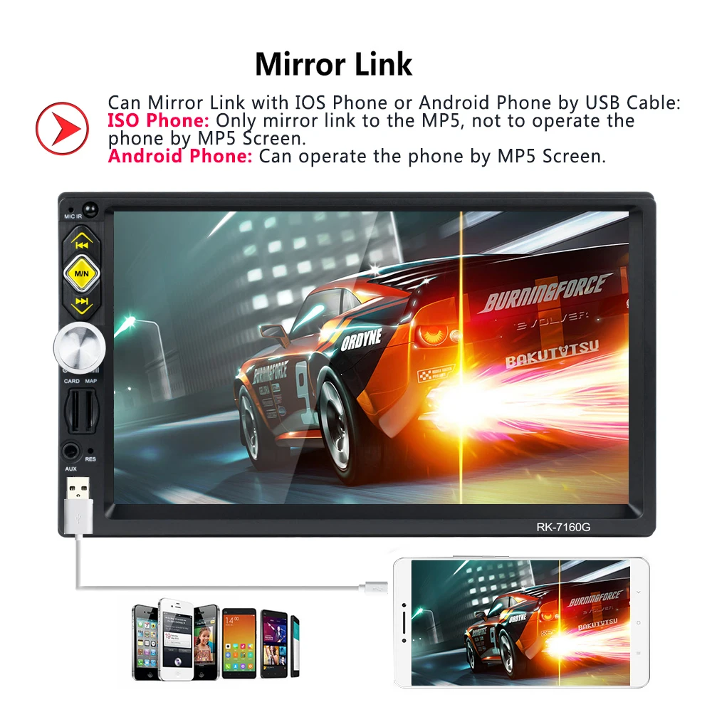 Podofo 2 din Universal Auto Radio GPS Navigation 7 ''Touchscreen MP5 Player RDS Radio Auto Stereo U
