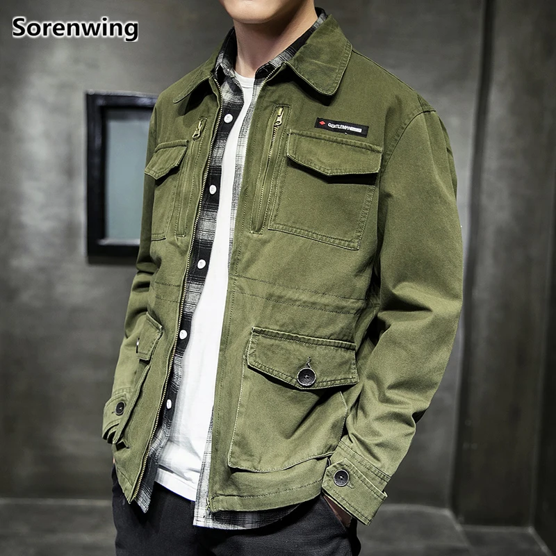 

2019 New Arrival Jacket Multi Pocket Fashion Motorcycle Jackets Men's Cotton Jackets Spring Autumn Cargo Coat Male Outwear 330