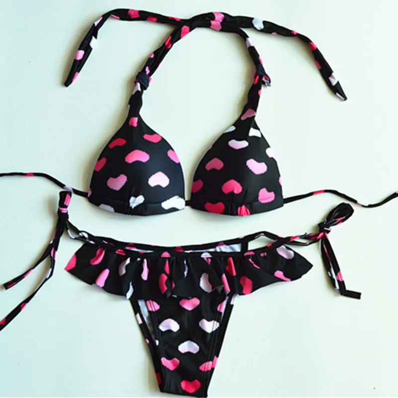 

Bathing Suit Women Retro Poka Dot Sexy Brazilian Thong Bikinis Print Bikini Monokini Pattern Swimsuit Bra Padded Swim Suit Beach
