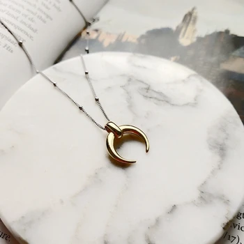 

Sterling 925 silver moon pendant necklace gold fashion wild Crescent choker necklace for women birthday festival jewelry gift