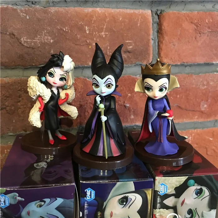 QPosket символов Q Posket Petit злодеи злая queen Maleficent Круэлла де Виль ПВХ фигурку Коллекционная модель игрушки 3 шт./компл