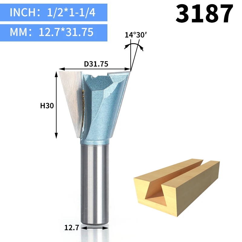 HUHAO 1 шт. 1/" 1/4" хвостовик промышленного класса резец древесины ласточкин хвост фрезы для дерева Вольфрам Гравировка инструмент Фрезерный резак - Длина режущей кромки: 3187