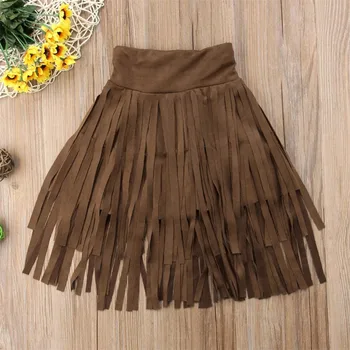 Toddler Baby Girls Tassel Skirts Kids Long Length Party Pageant Skirt Clothes 3