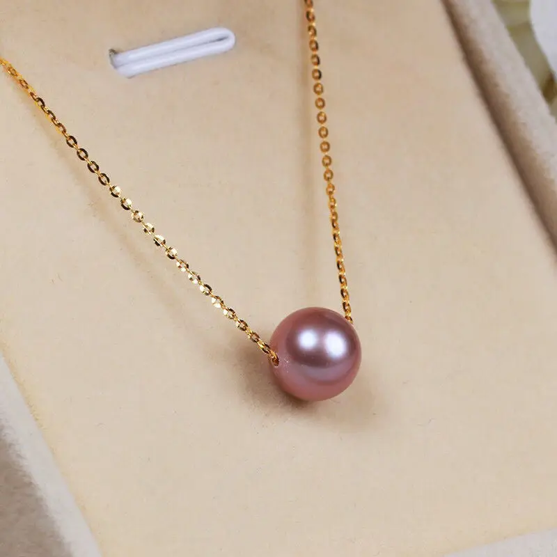 

Free Shipping >>>>8-9mm natural south seas lavender pearl necklace 925silver