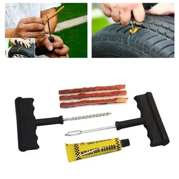 

Car Tire Repair Tools Tubeless Tyre Puncture Repair Plug Kit Needle Patch Fix Tool Cement Useful Sets