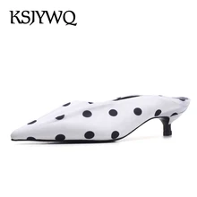 

KSJYWQ Red Genuine Leather Women Mules 3.5 CM Heels Pointed-toe Summer Style Slippers Sexy Ladies Party Shoes Box packing F351