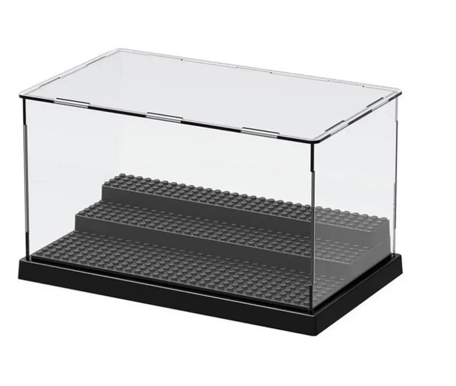 

1pc 3 Steps Display Case/Box Dustproof ShowCase Gray Base For Blocks Acrylic Plastic Display Box Case 25.5X15.5X13.8cm