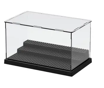

1pc lepines Display Case/Box Dustproof ShowCase Gray Base For Blocks Acrylic Plastic Display Box Case 25.5X15.5X13.8cm