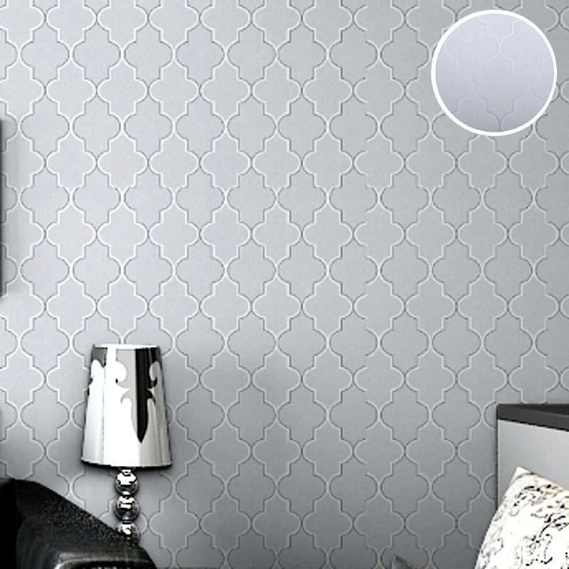 Современные марокканские черно белые обои с геометрическим узором рулон Quatrefoil