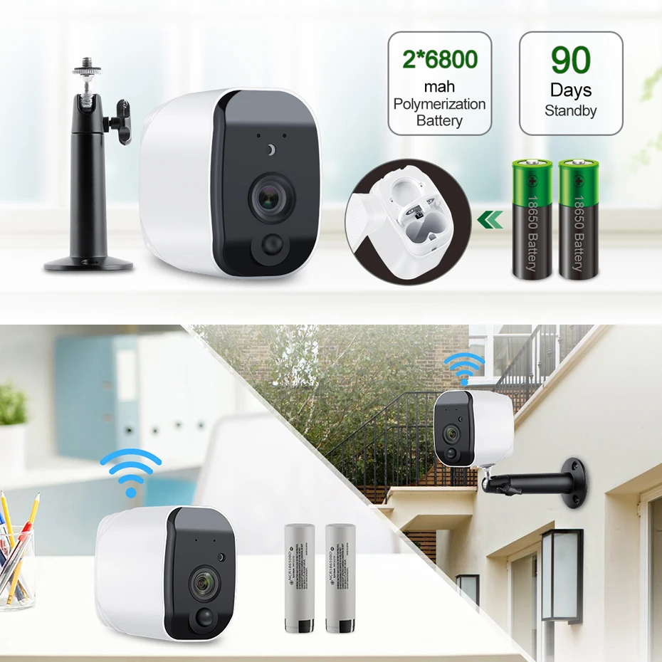 Techege HD 1080 P WiFi камера двухсторонняя аудио перезаряжаемая батарея питание