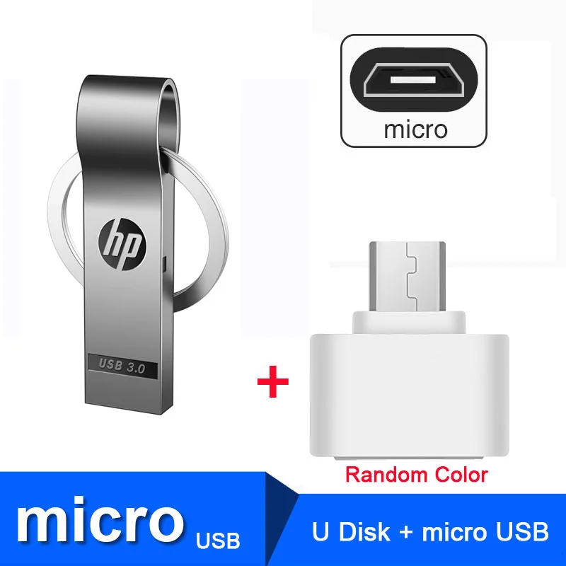 Флешка Новое поступление hp Металл USB Flash Drive флешки 16 gb 32 ГБ, 64 ГБ и 128 ГБ с tipe пользовательские мультфильм логотип флешки DJ диск на ключ Cle USB3.0 флешки - Цвет: X785W Plus OTG