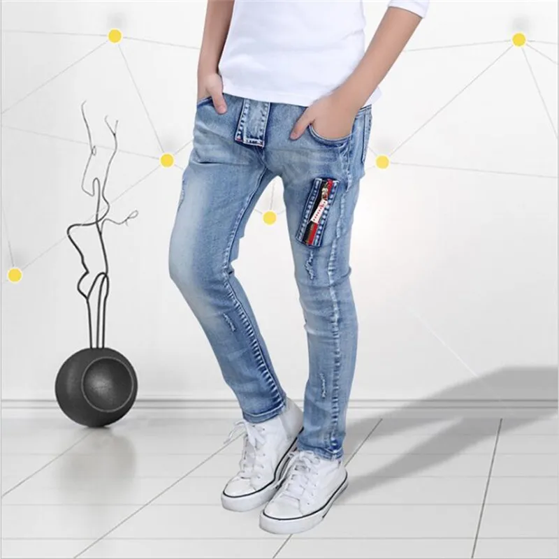 2018 spring new boy jeans childr Trousers and cashmere jeans Korean children's baby trousers CUHK children's cotton bombs