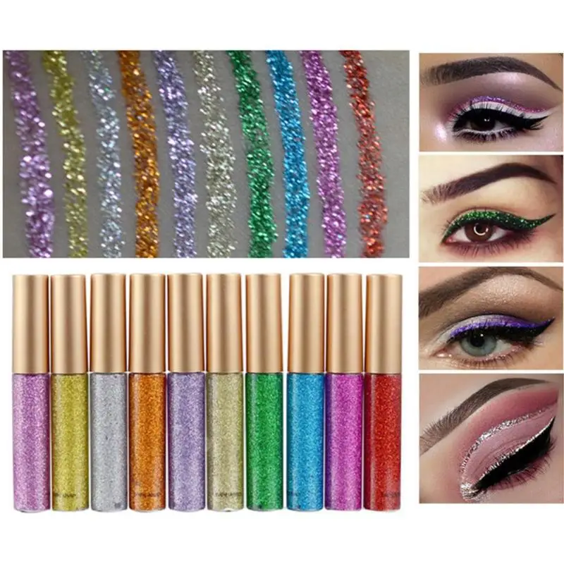 Metallic Liquid Glitters Eyeliner Makeup Professional Glitter 10 Colors