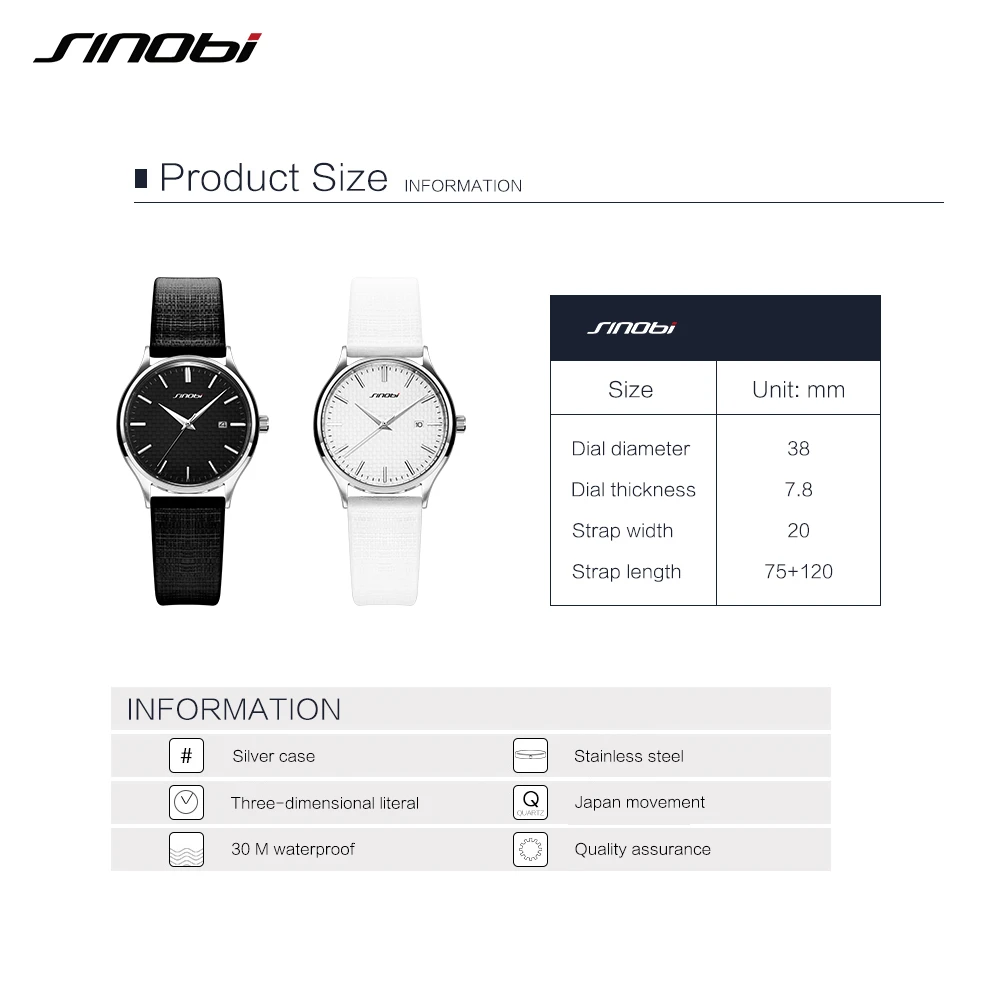 SINOBI 1206L простые идеи белая ткань текстура ремешок часы для женщин Роскошные повседневные часы женские наручные часы ювелирные часы