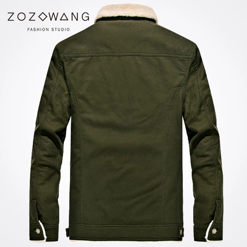 New 2017  Zozowang solid stand Single breasted loose casual short brushed  autumn winter jacket men keep warm plus size coat men