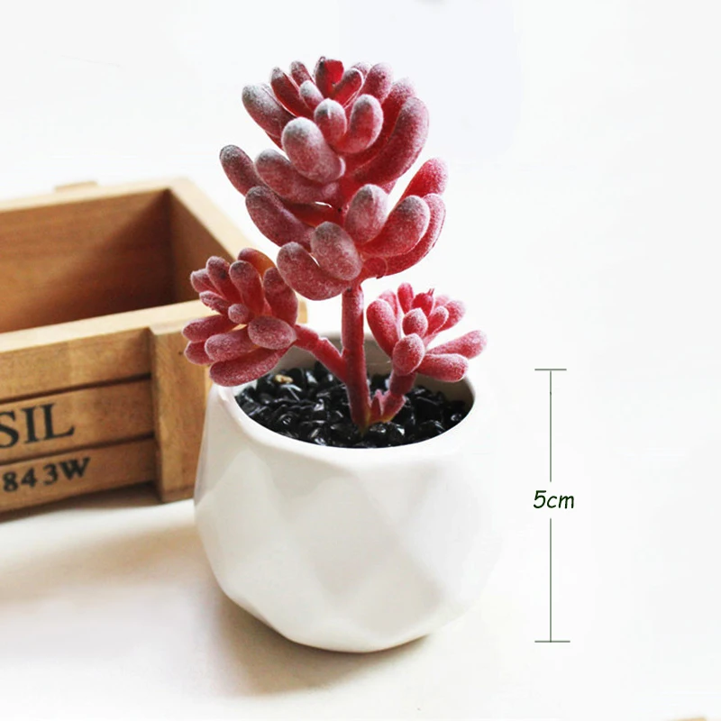 JAROWN Artificial Succulent Plant Bonsai Simulation Plastic Flower Wedding Home Room Desktop Placement Shop Window Display Decor (24)