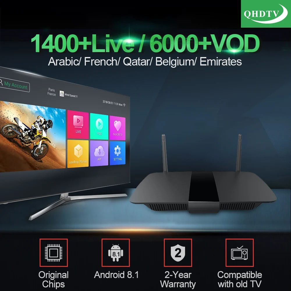 

IPTV France Android 8.1 Tv Box Q1504 RK3229 With 1 Year QHDTV Iptv Subscription French Arabic Morocco Belgium Netherlands Ip Tv