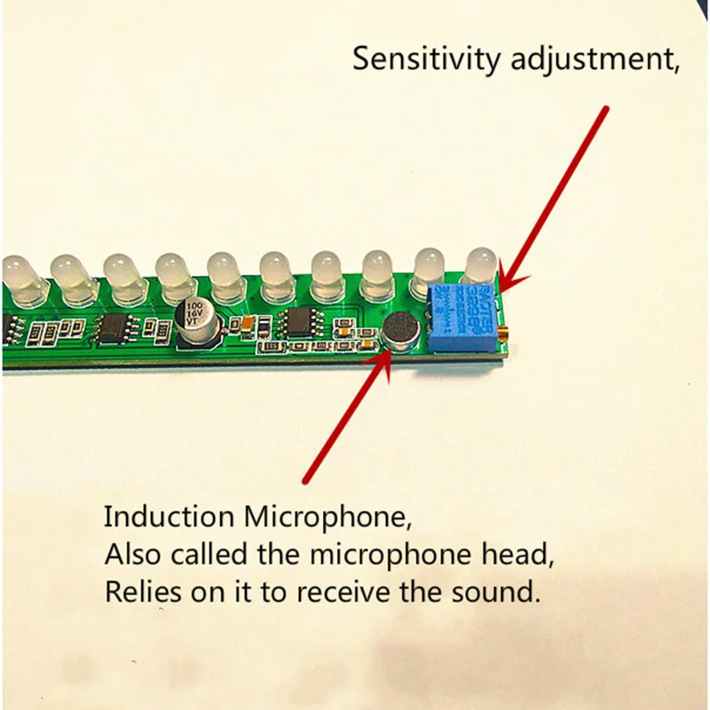Моно индикатор уровня голоса Музыка световая Мелодия аудио датчик светильник четыре цвета смешивание Чувствительность Регулируемая