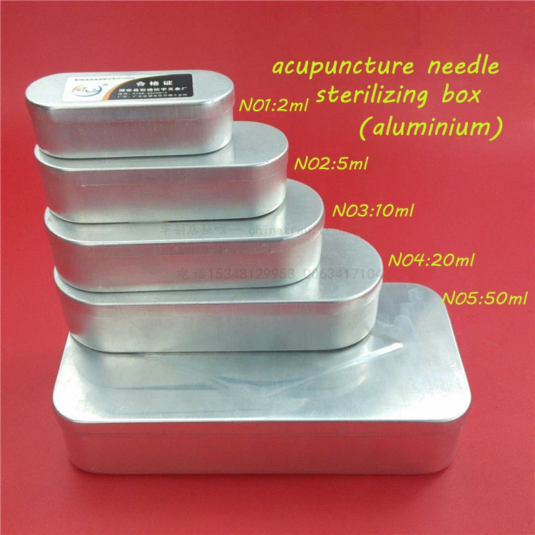 Medical needles/acupuncture needle sterilizing box aluminium box 2/5/10