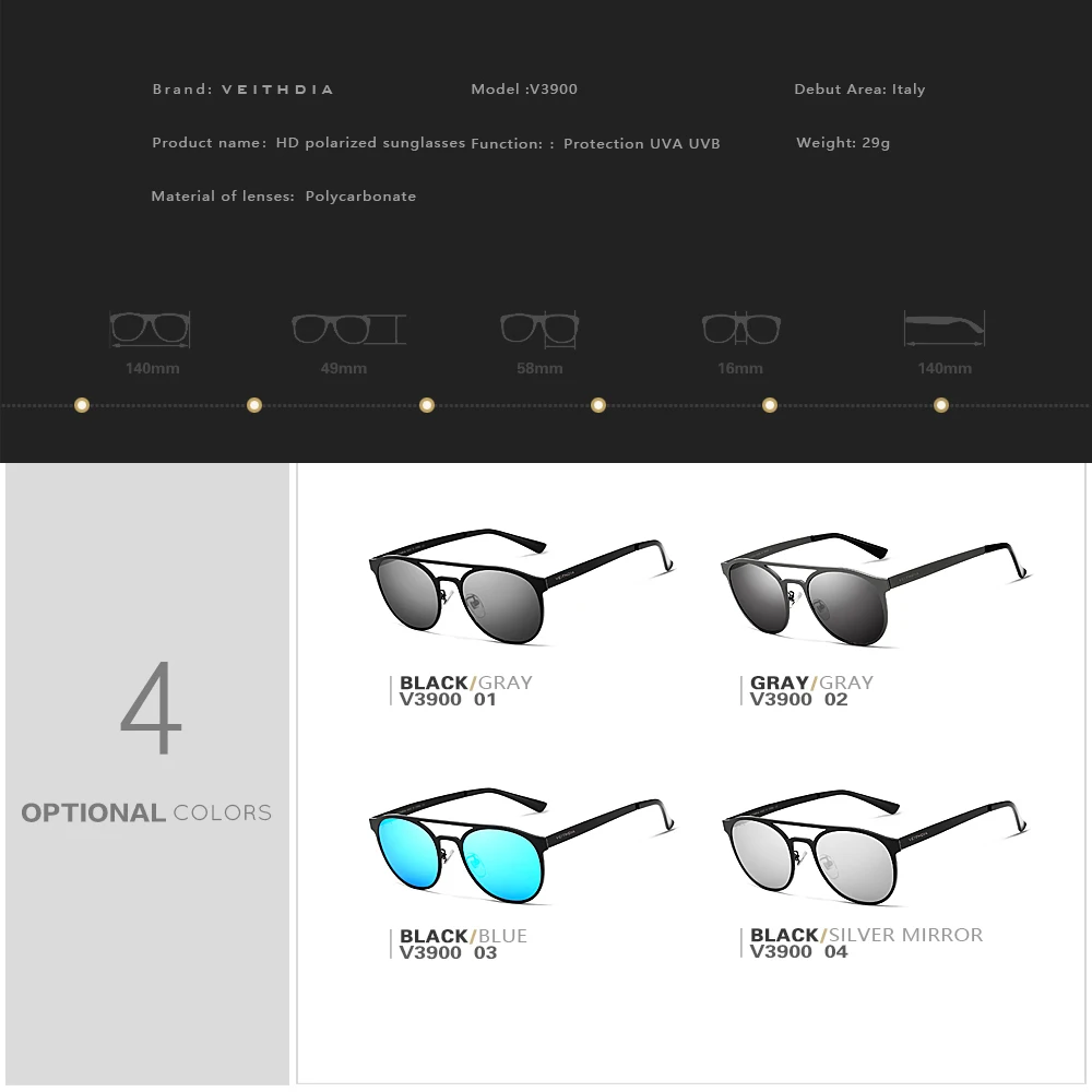 Солнцезащитные очки VEITHDIA унисекс из нержавеющей стали, поляризационные, UV400, мужские круглые Винтажные Солнцезащитные очки, мужские очки, аксессуары для мужчин 3900