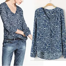 Plus Size Women Blouse Nice New Fashion Women’s Clothing Pops Ladies Vintage Print Cotton Blouse Shirts All-Matched Blusa