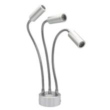 3 головки подзарядки Гибкая трубчатая лампа для шкафа, ювелирная витрина шланг батарея лампа, 3 Вт 9 Вт переключатель стол, потолок, стекло точечная лампа