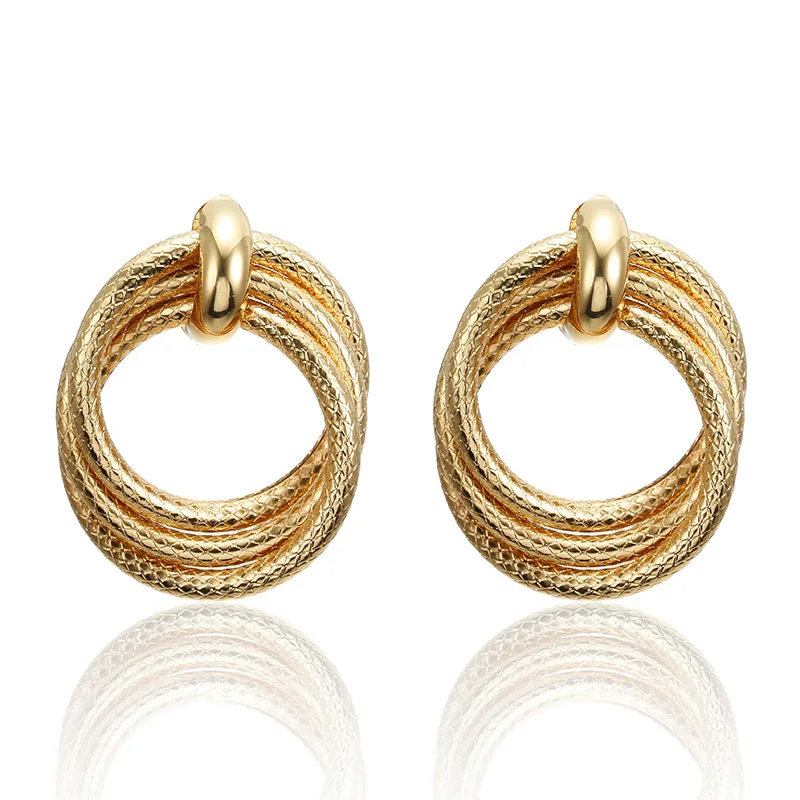SexeMara/новые винтажные золотистые серьги-кольца для женщин, тяжелые двойные круглые серьги, подарок вечерние