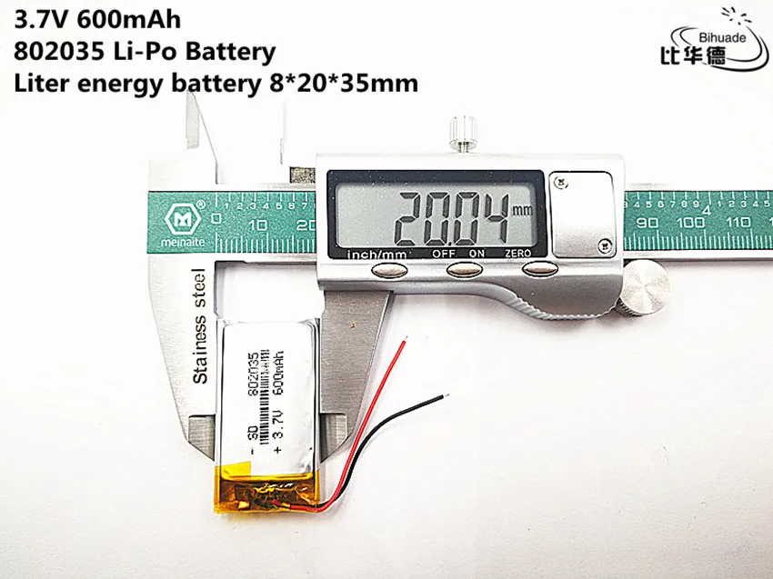 

10pcs Liter energy battery Good Qulity 3.7V,600mAH,802035 Polymer lithium ion / Li-ion battery for TOY,POWER BANK,GPS,mp3,mp4