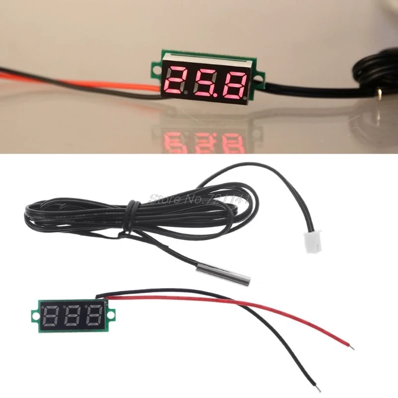 

0.28" Display Digital Thermometer With NTC Metal Probe Temperature Sensor Detector