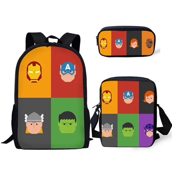 Тикин Марвел из Мстителей Hero 3 шт./компл. книга сумки детская школьная сумка для школьный рюкзак для мальчиков для подростков мальчиков девочек Детский рюкзак для книг - Цвет: CDZHL475CEK