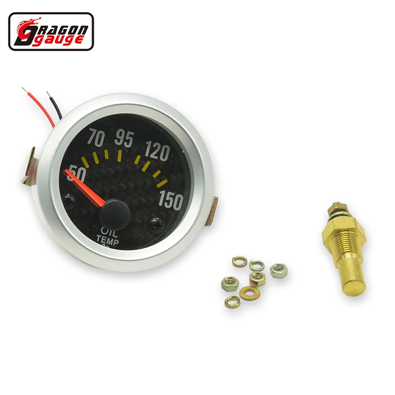 

Dragon gauge 52mm Auto car Silver frame black face 12V battery car Engine oil temperature Gauge Detect Oil temp gauge car Refit
