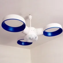 

wongshi Blue Pink Modern High-tech Bladless Ceiling Fans with Remote Control 12W Cold White Ceiling light for Dinning room