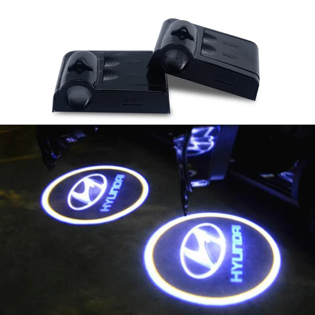2x LED Car Door Logo Laser Projector Light For Hyundai Solaris Accent