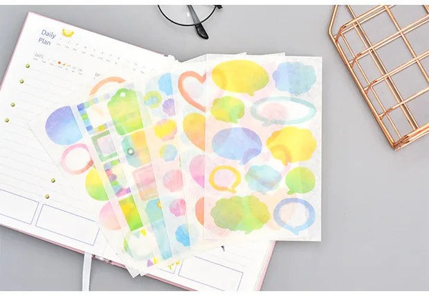 

6pcs Colourful watercolor paper sticker diy decoration Diary Book Planner sticker for album scrapbooking Decoration papeleria
