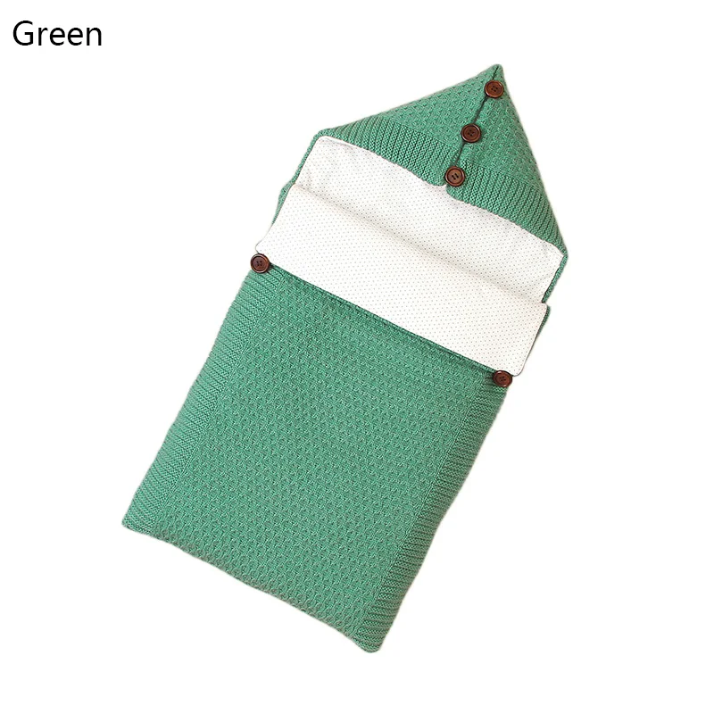 Baby Winter Sleeping Bag For 0~12M Thickening Anti-kick Quilt Zipper Warm Sleepsacks Infant Windproof Foot Cover - Цвет: Green