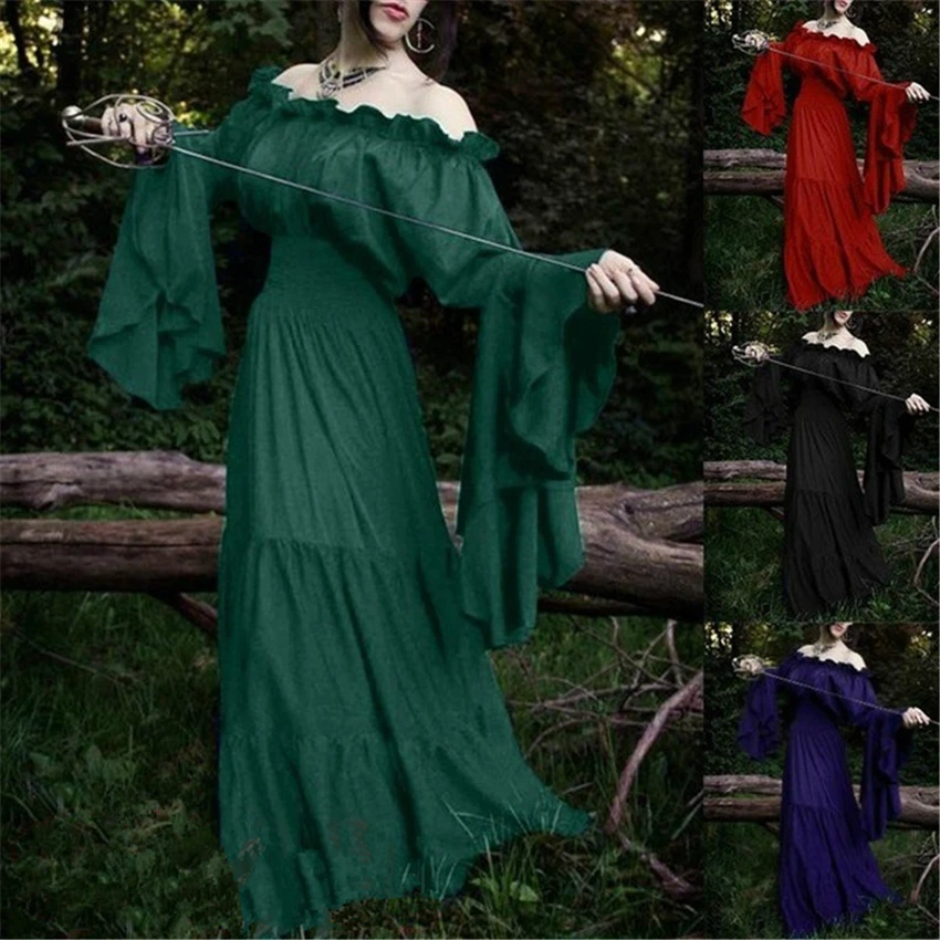 

New Middle Ages for Women Cosplay Costumes Dress Victoria Retro Renaissance Long Sleeve Party Medieval Princess Dress S-5XL