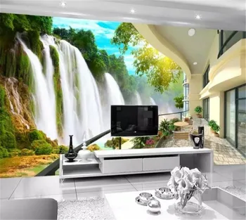 

Custom Photo 3d Wallpaper HD Waterfall Landscape Home Decor Living Room Wall Covering