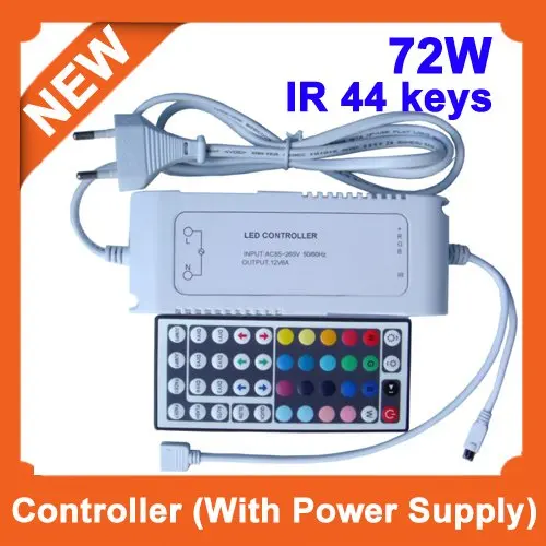 

NEW!5pcs/lot,72W,85-265V input,44-key Infrared led RGB strip remote controller with powersupply