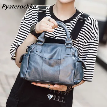 

Pyaterochka Brand Women Handbag Genuine Leather Shoulder Bag Small Vintage Handbags Female Patchwork Real Leather Crossbody Bag
