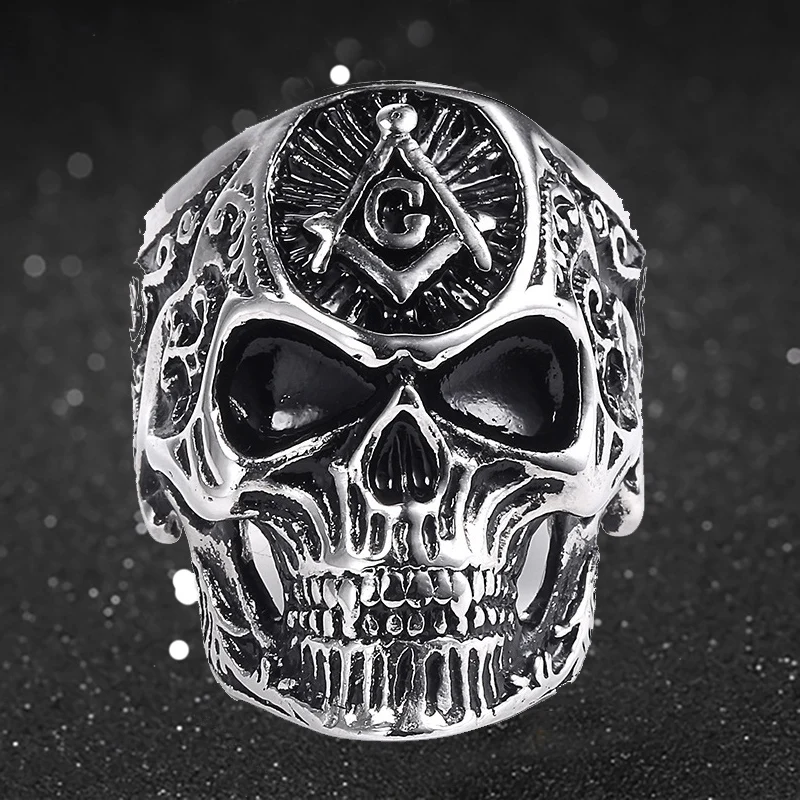 

Men's Skull Ring Biker Classic Freemasonry Masonic Rings for Men Women Antique Male Cool Jewelry Black Friday Gift