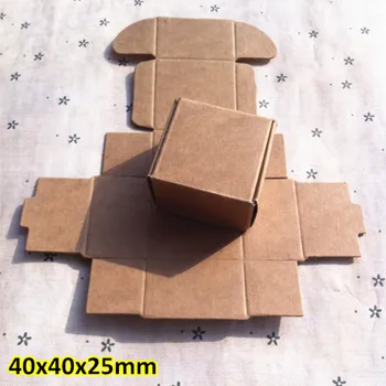 

40x40x25mm Handmade soap use brown Kraft paper foldable box jewelry packing box 100pcs/lot