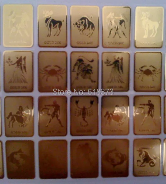 الجملة-زودياك 24 كيلو الذهب الهاتف المحمول لمكافحة الإشعاع ملصق (12 كوكبة) 200 قطعة/الحقيبة مجانية