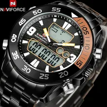 NAVIFORCE мужская мода спорт цифровые часы из нержавеющей стали ремешок черный корпус 30 М водонепроницаемый повседневная кварцевые часы reloj hombre